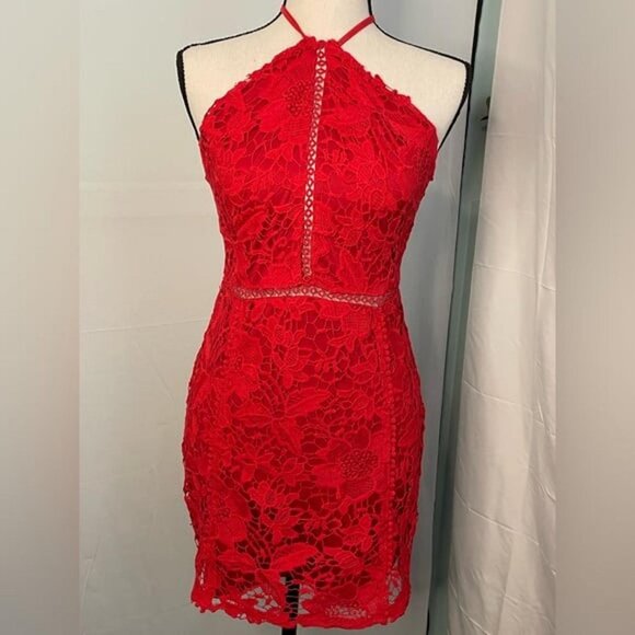 Red Lace Mini Dress - Picture 1 of 1